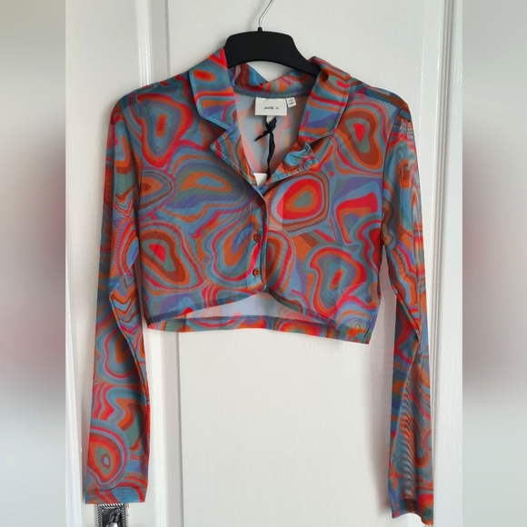 Milk It Tops - Milk It: Hue Mesh Top - Multicoloured - Size  12 - RRP £38